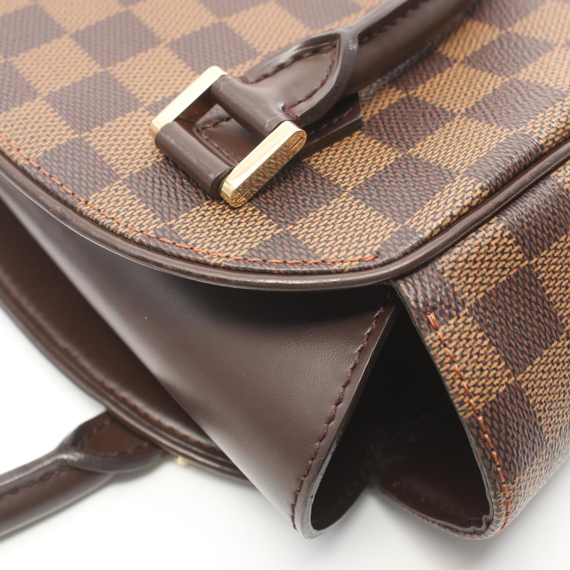 Louis Vuitton LOUIS VUITTON Saria Saul Damier Ebene Handbag Bag Coated Canvas Leather Women's Brown