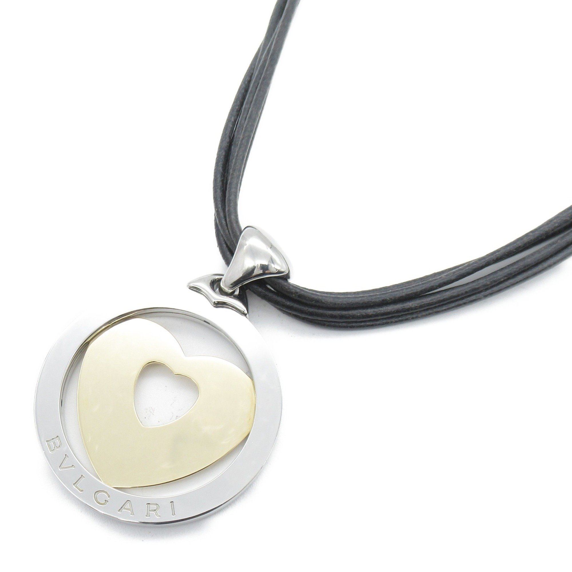 BVLGARI Tondo Heart Large Necklace K18 (yellow gold) Stainless steel Men's Women's Gold Silver