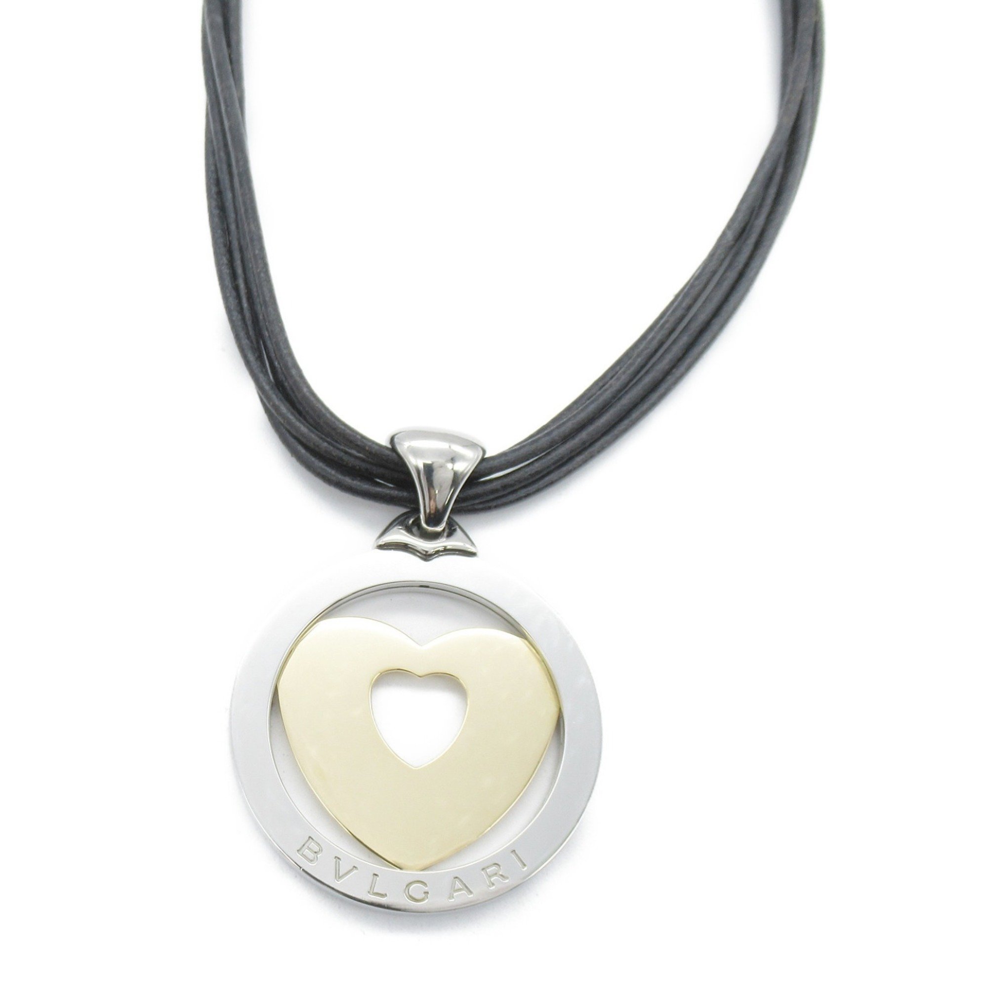 BVLGARI Tondo Heart Large Necklace K18 (yellow gold) Stainless steel Men's Women's Gold Silver