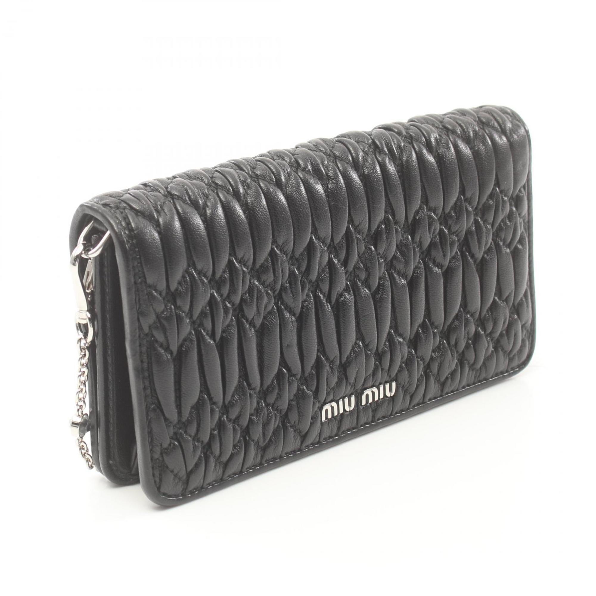 Miu Miu Miu Matelasse Shoulder Bag Leather Women's Black