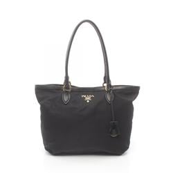 PRADA TESSUTO Tote Bag, Nylon, Leather, Women's, Black, 1BG159