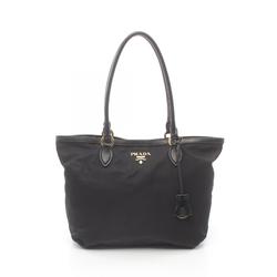 PRADA TESSUTO Tote Bag, Nylon, Leather, Women's, Black, 1BG159