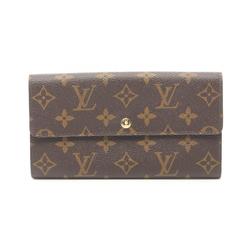 Louis Vuitton LOUIS VUITTON Pochette Porto Monnaie Credit Monogram Bi-fold Long Wallet Coated Canvas Leather Men's Women's Brown M61723