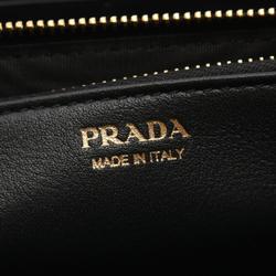 PRADA SOFT GRAIN Round Long Wallet Leather Women's Black 1ML5062CYSF0002