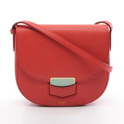 CELINE Trotter Small Shoulder Bag Leather Women's Red