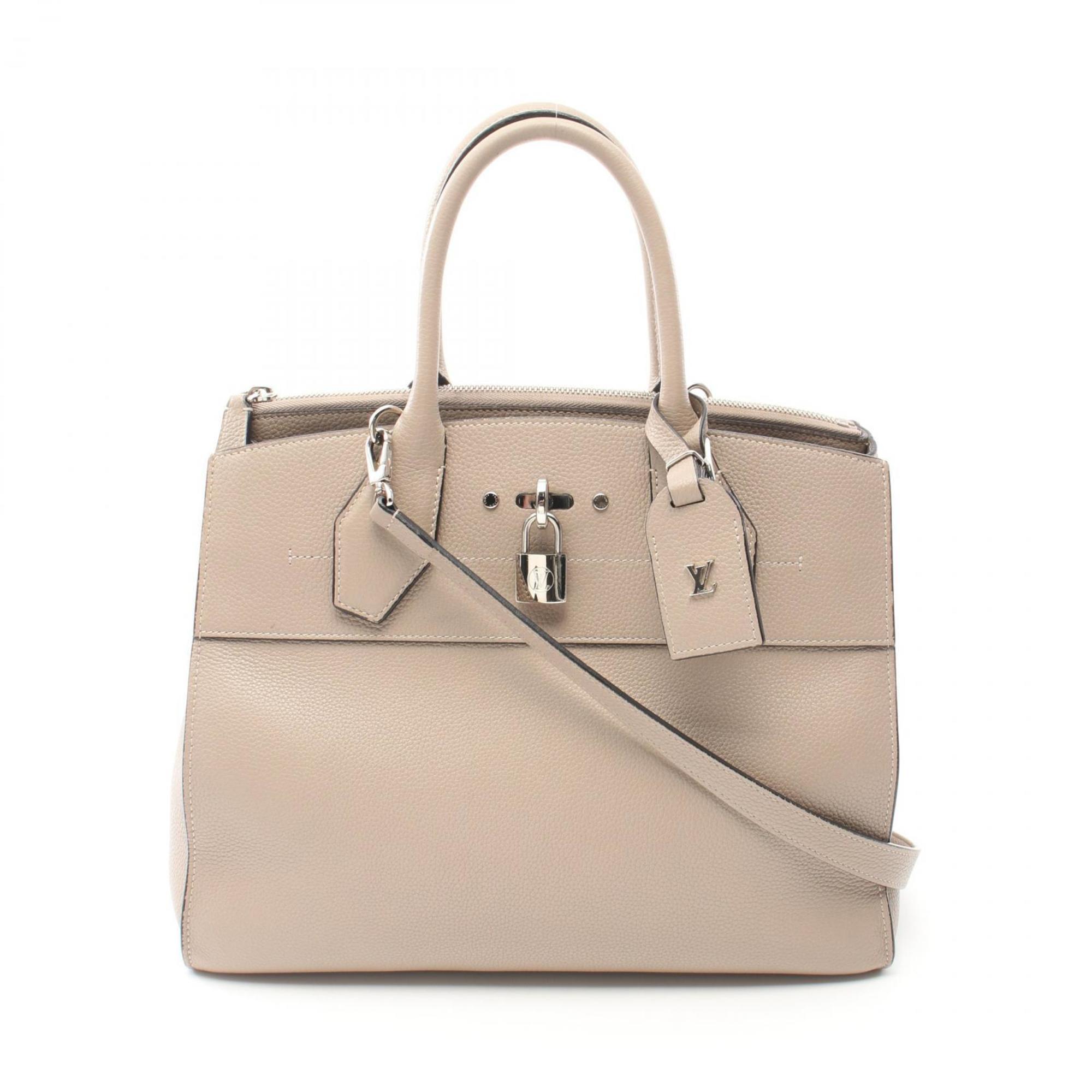 Louis Vuitton LOUIS VUITTON City Steamer MM Handbag Bag Taurillon Leather Women's Beige M53017