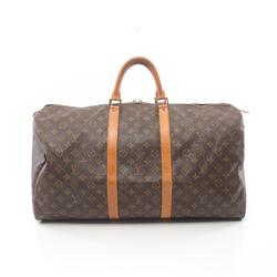 Louis Vuitton LOUIS VUITTON Keepall 55 Monogram Boston Bag Coated Canvas Leather Men's Women's Brown M41424