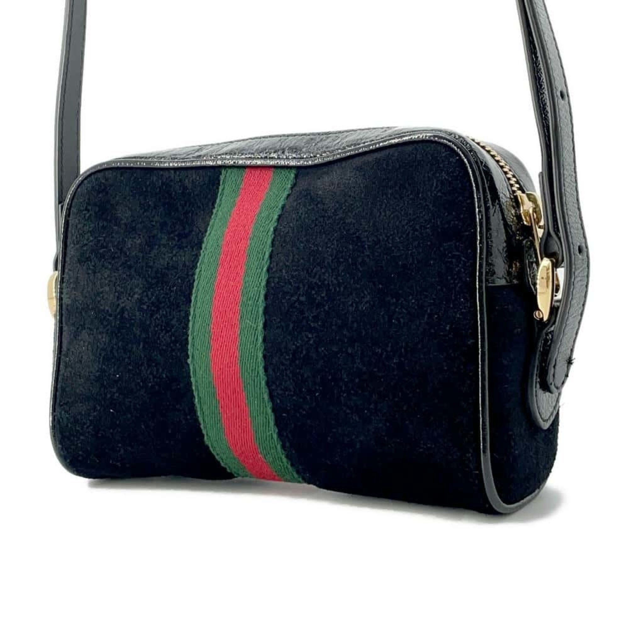 Gucci Shoulder Bag Offdia GG Supreme Suede Leather 517350 GUCCI Black