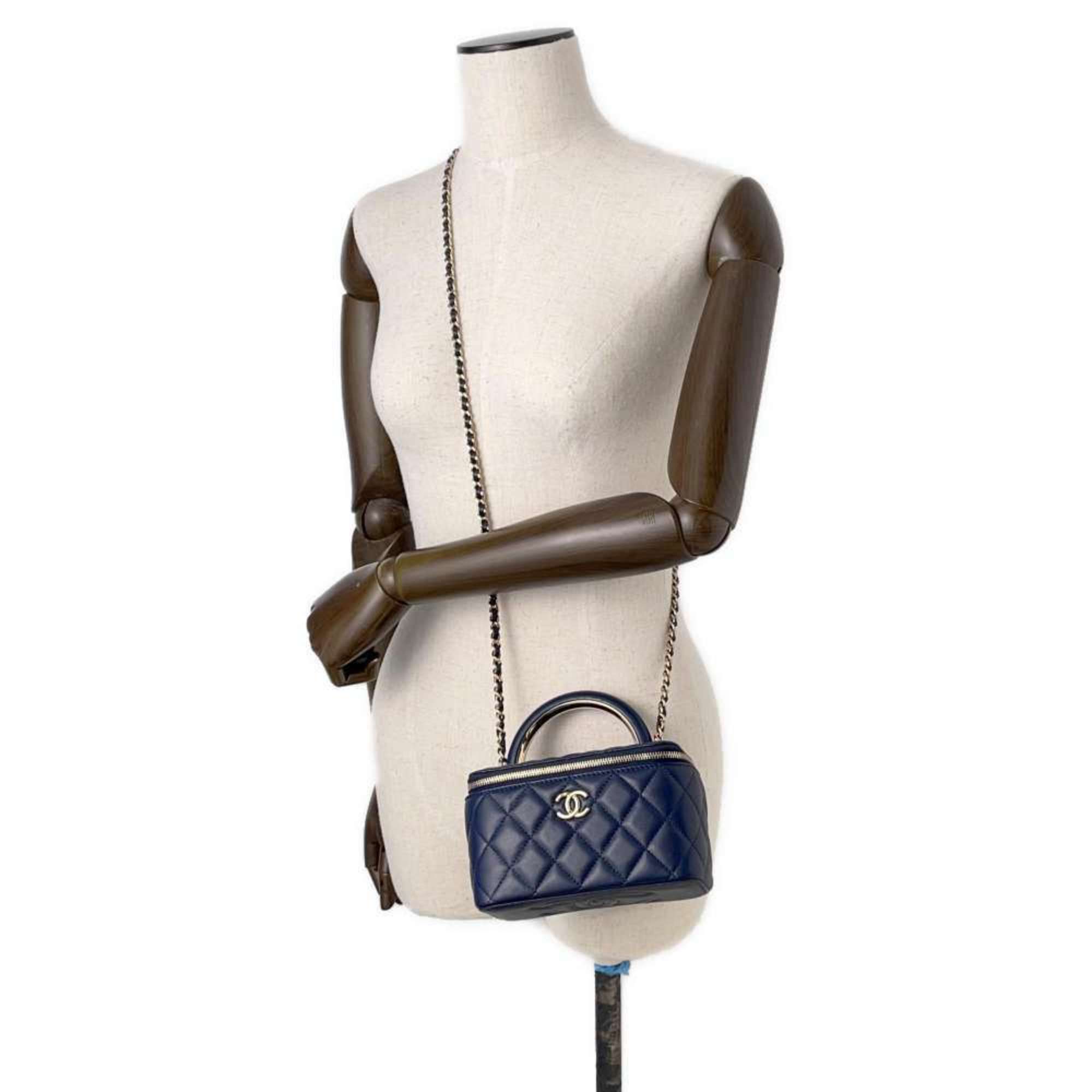 Chanel Chain Shoulder Bag Matelasse Coco Mark Vanity Case Lambskin AP2846 CHANEL