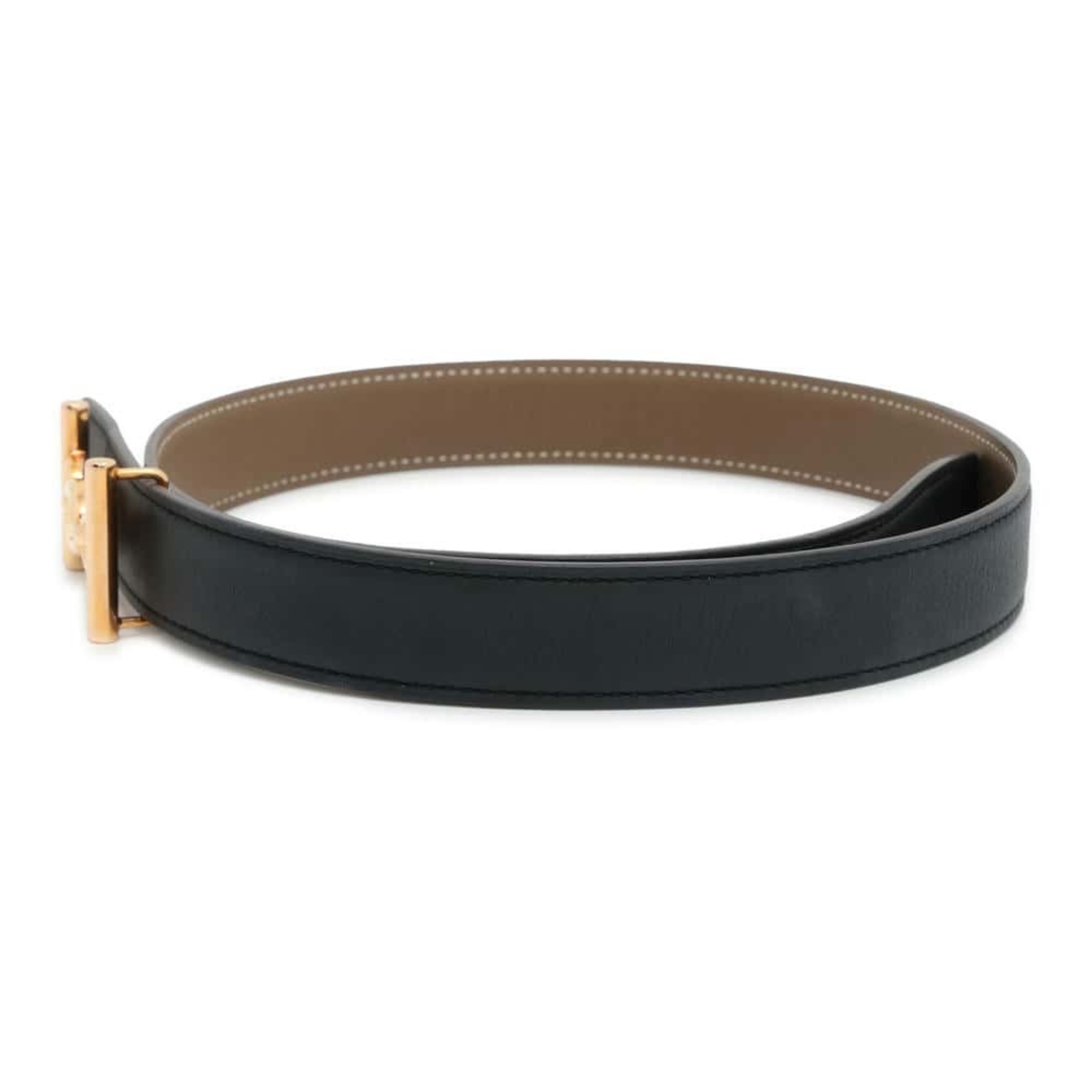 Hermes Belt Chaine d'Ancre Black Etoupe Swift Epson Z Stamp Size 70