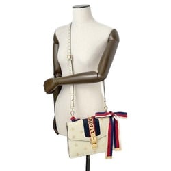 Gucci Shoulder Bag Sylvie Small Ribbon 524405 GUCCI Handbag Star White