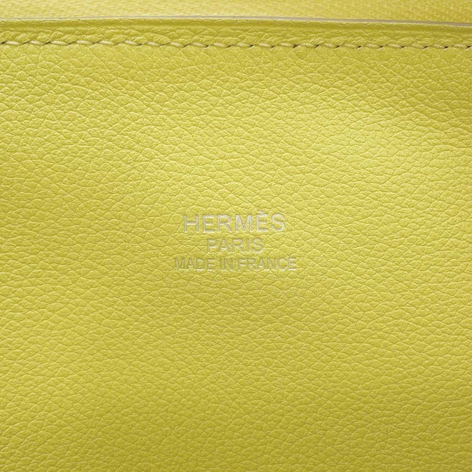 Hermes handbag Bolide 35 Lime Ficelle Evercolor Toile H A stamp