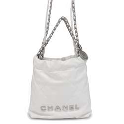 Chanel Handbag CHANEL 22 Coco Mark Shiny Calf Leather AS3980 2way Shoulder Bag White