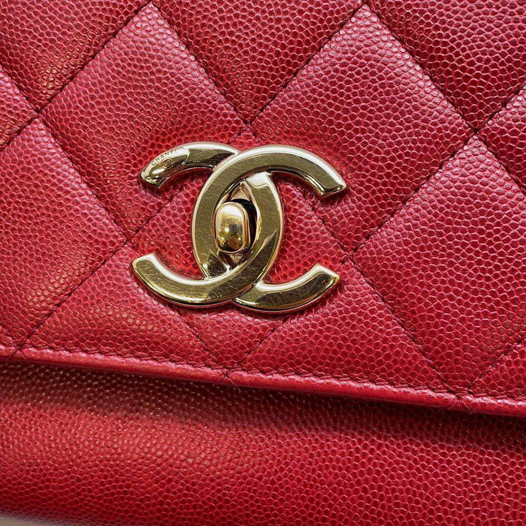 Chanel Chain Shoulder Bag Matelasse Coco Mark Affinity Caviar Skin A93608 CHANEL