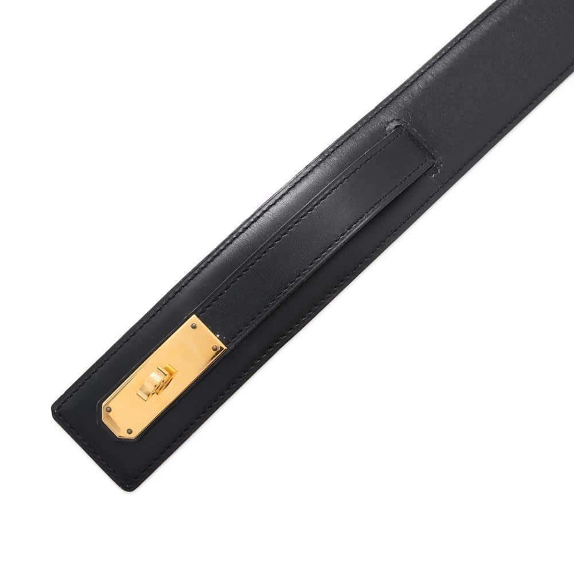 Hermes Kelly Belt Black Box Calf Swift A Stamp Size 65