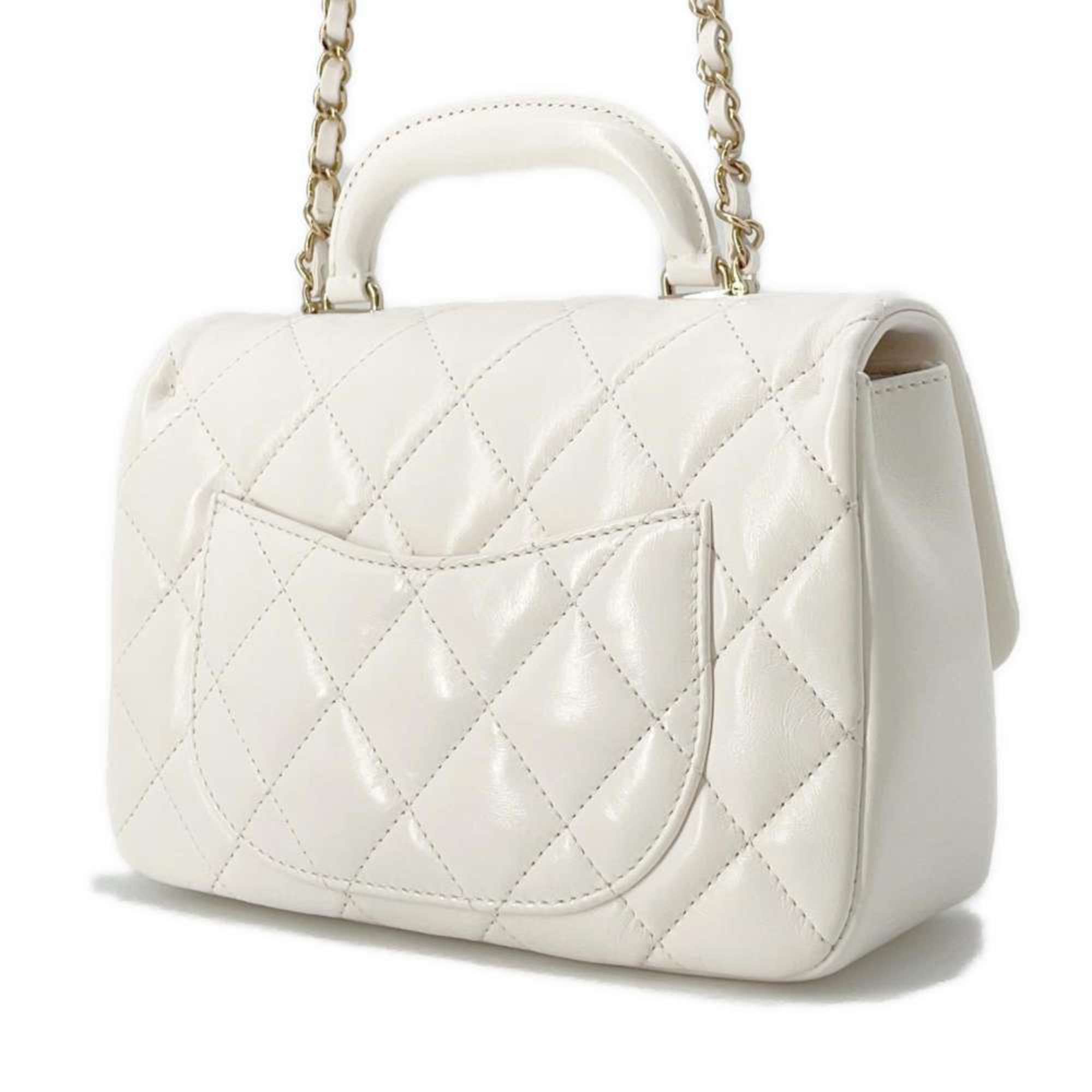 Chanel handbag Coco mark Matelasse shiny calf leather AS4544 2way shoulder bag white