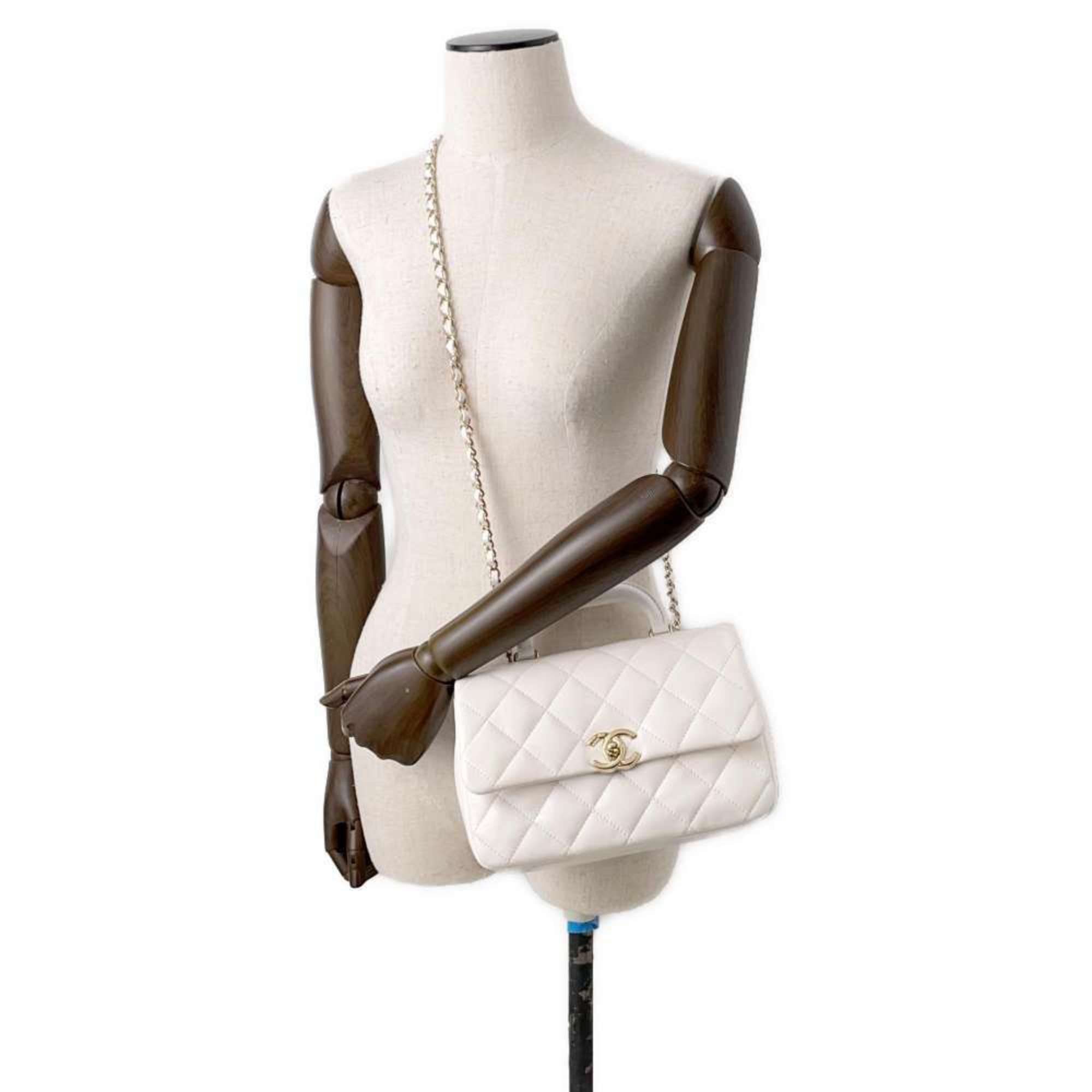 Chanel handbag Coco mark Matelasse shiny calf leather AS4544 2way shoulder bag white