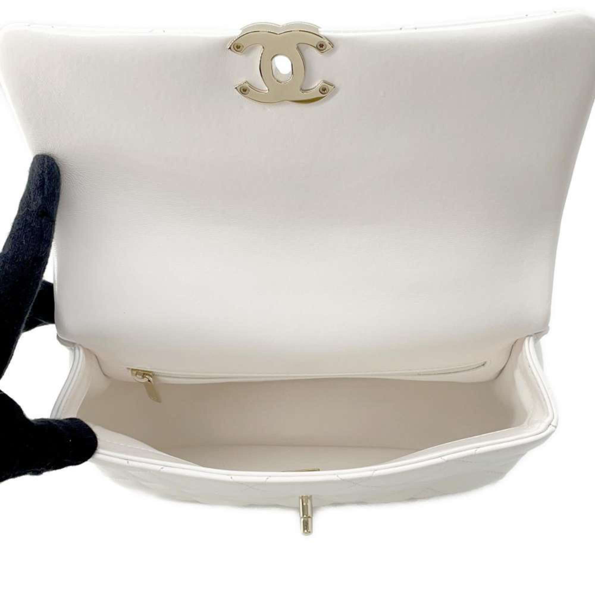 Chanel handbag Coco mark Matelasse shiny calf leather AS4544 2way shoulder bag white