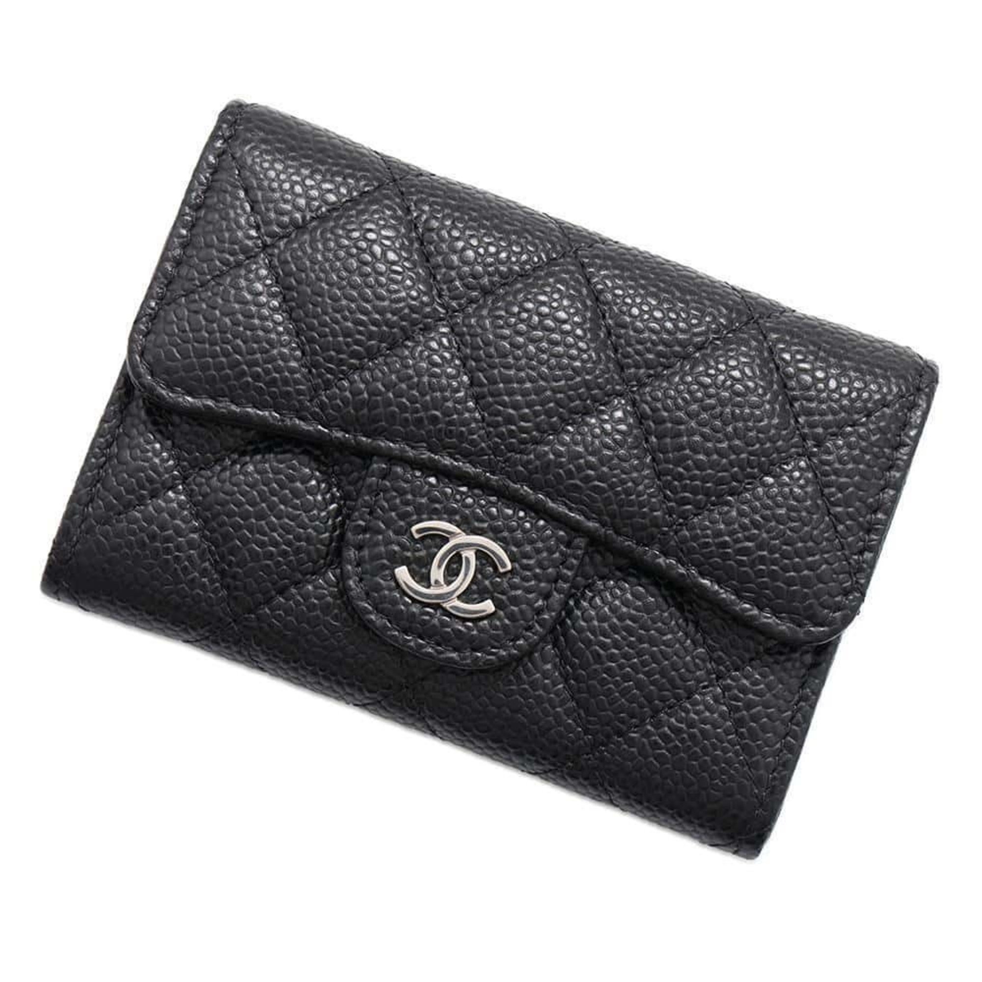 CHANEL Business Card Holder/Card Case Matelasse Classic Coco Mark Caviar Skin AP0214 Holder Black