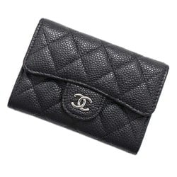 CHANEL Business Card Holder/Card Case Matelasse Classic Coco Mark Caviar Skin AP0214 Holder Black