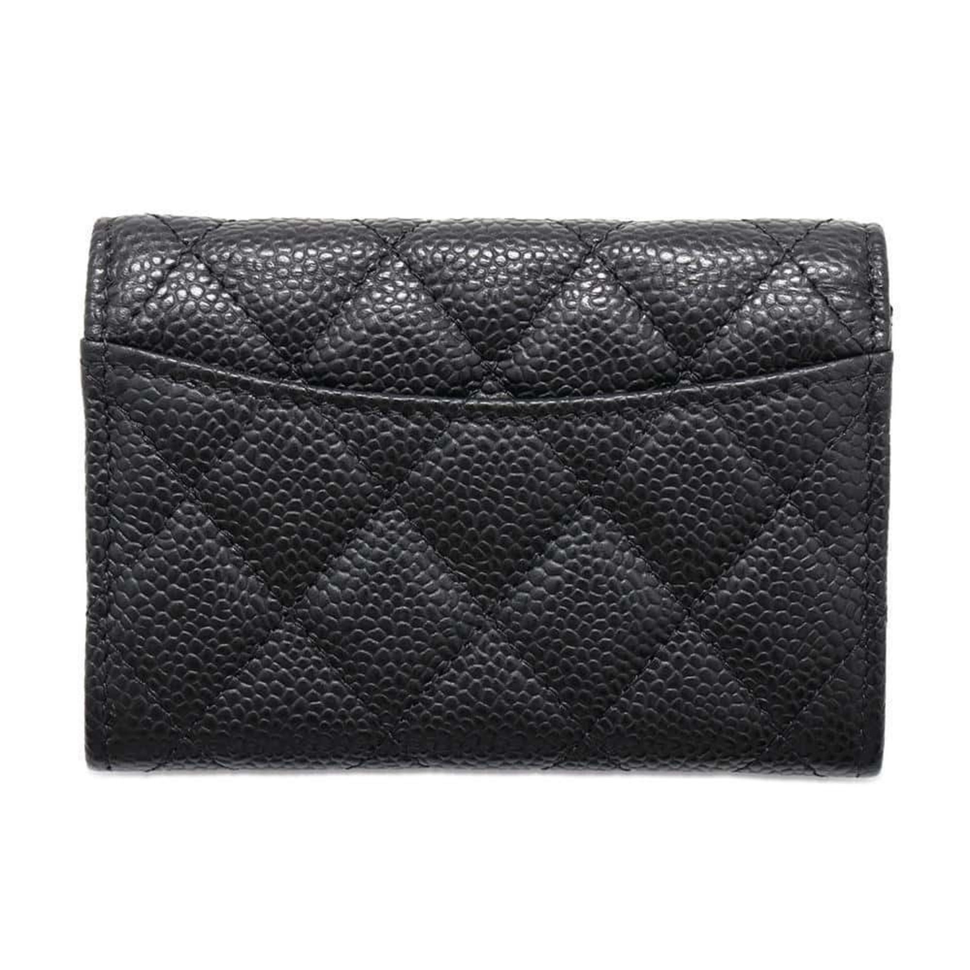 CHANEL Business Card Holder/Card Case Matelasse Classic Coco Mark Caviar Skin AP0214 Holder Black