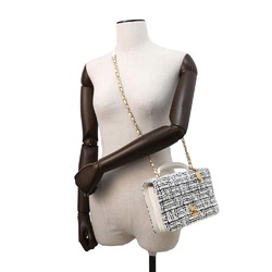 Chanel handbag, matelasse, coco mark, tweed, AS4284, CHANEL, 2way shoulder bag, white