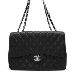 Chanel Chain Shoulder Bag Matelasse 30 Deca Single Flap Caviar Skin Double 2way Black