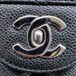 Chanel Chain Shoulder Bag Matelasse 30 Deca Single Flap Caviar Skin Double 2way Black