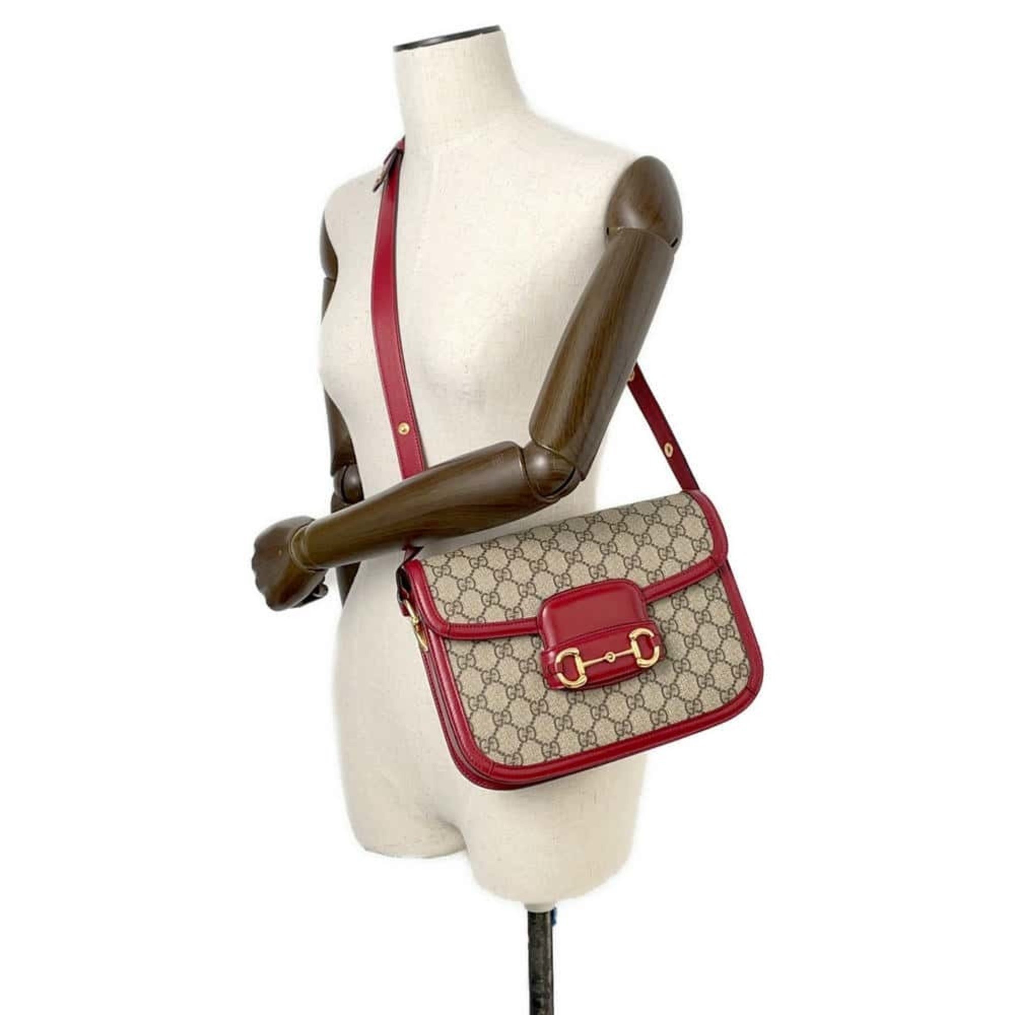 Gucci Shoulder Bag 1955 Horsebit GG Supreme 602204 GUCCI Red