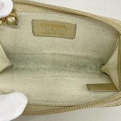 Chanel wallet/coin case, leather, beige, women's