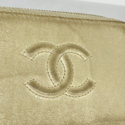 Chanel wallet/coin case, leather, beige, women's