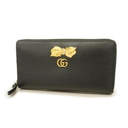 Gucci Long Wallet GG Marmont 524291 Leather Black Women's