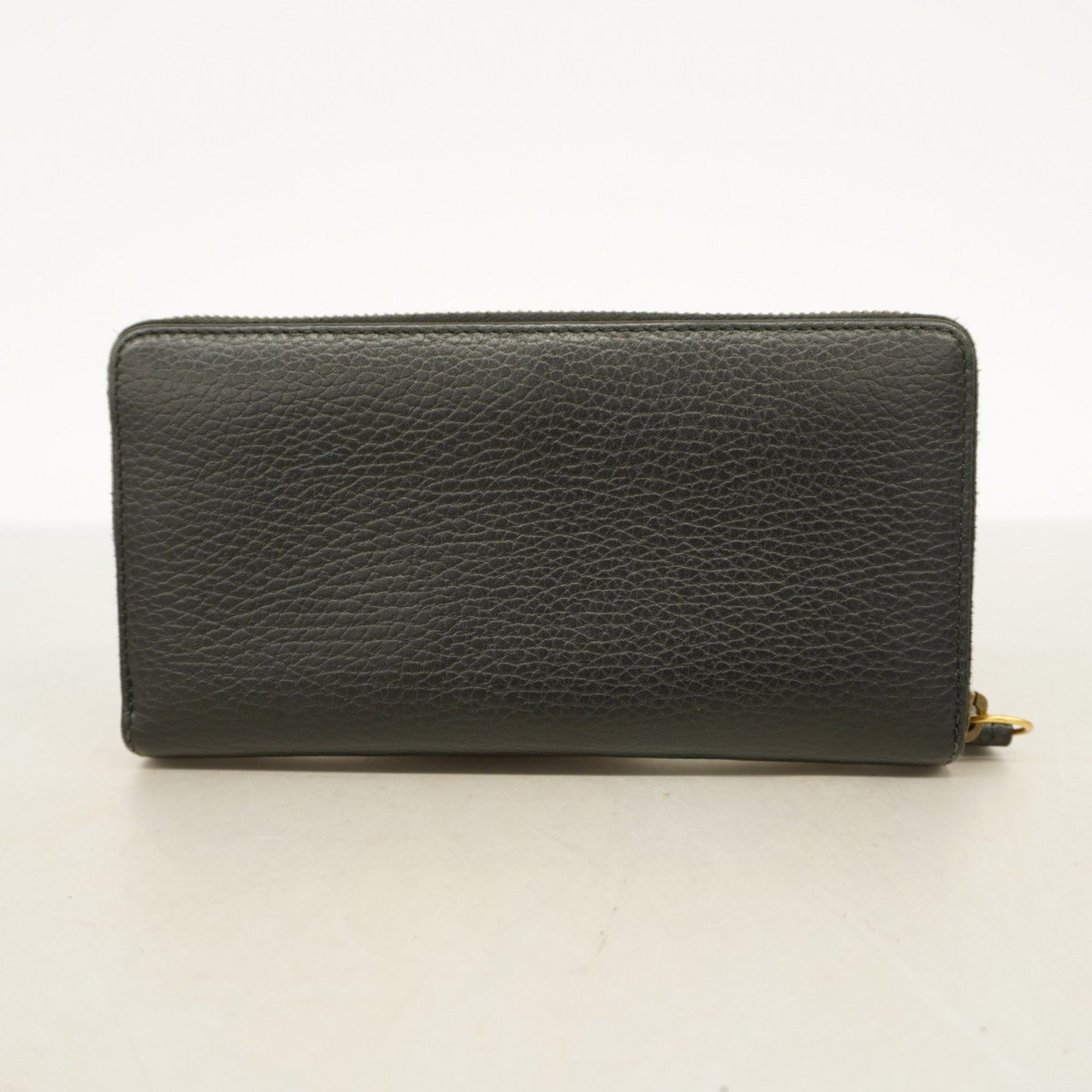 Gucci Long Wallet GG Marmont 524291 Leather Black Women's