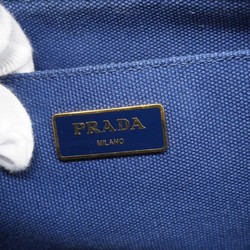 Prada Tote Bag Canapa Canvas Blue Women's