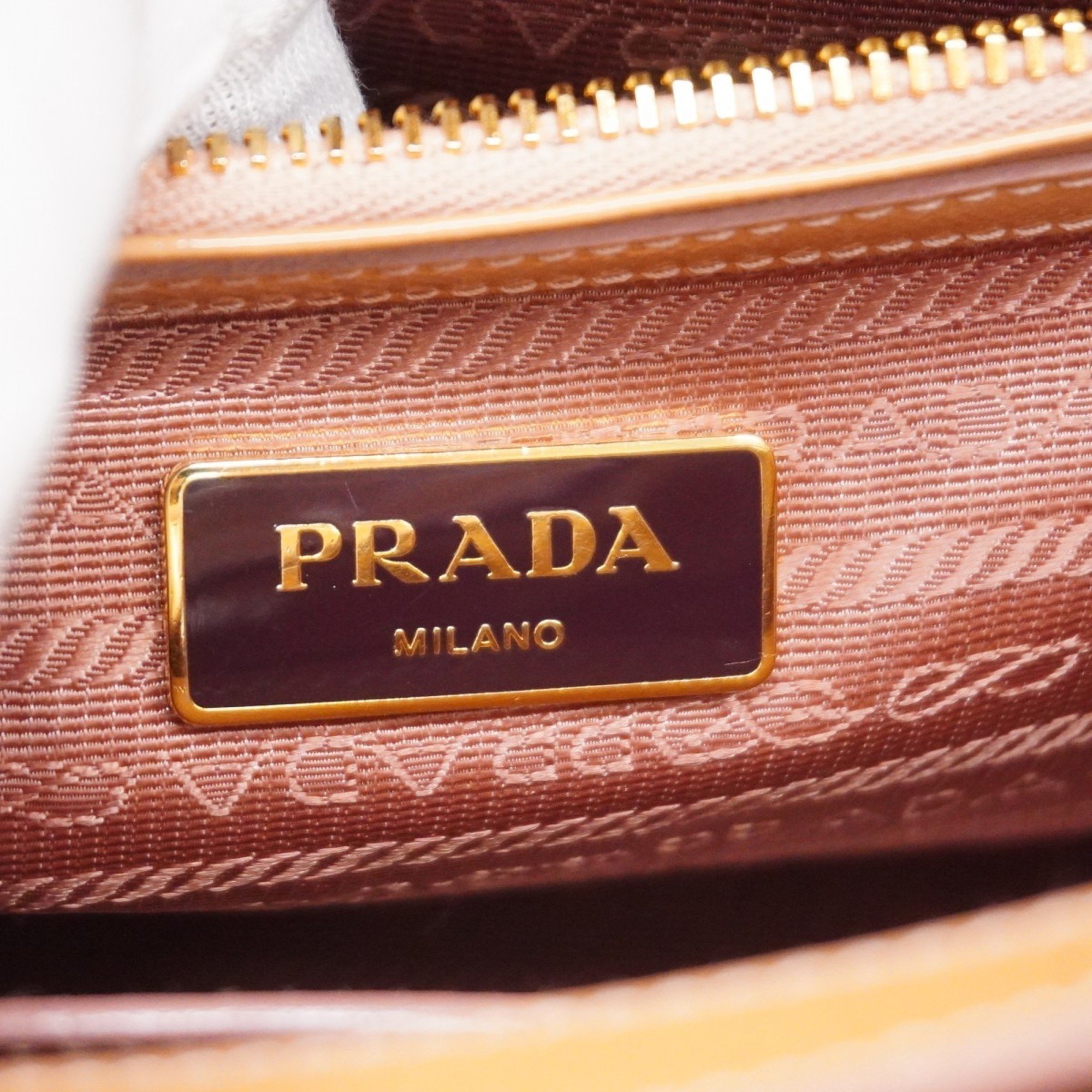 Prada handbag saffiano enamel beige ladies