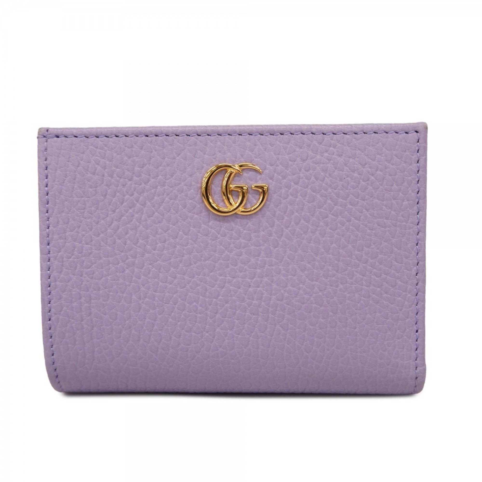 Gucci Wallet GG Marmont 772738 Leather Purple Women's