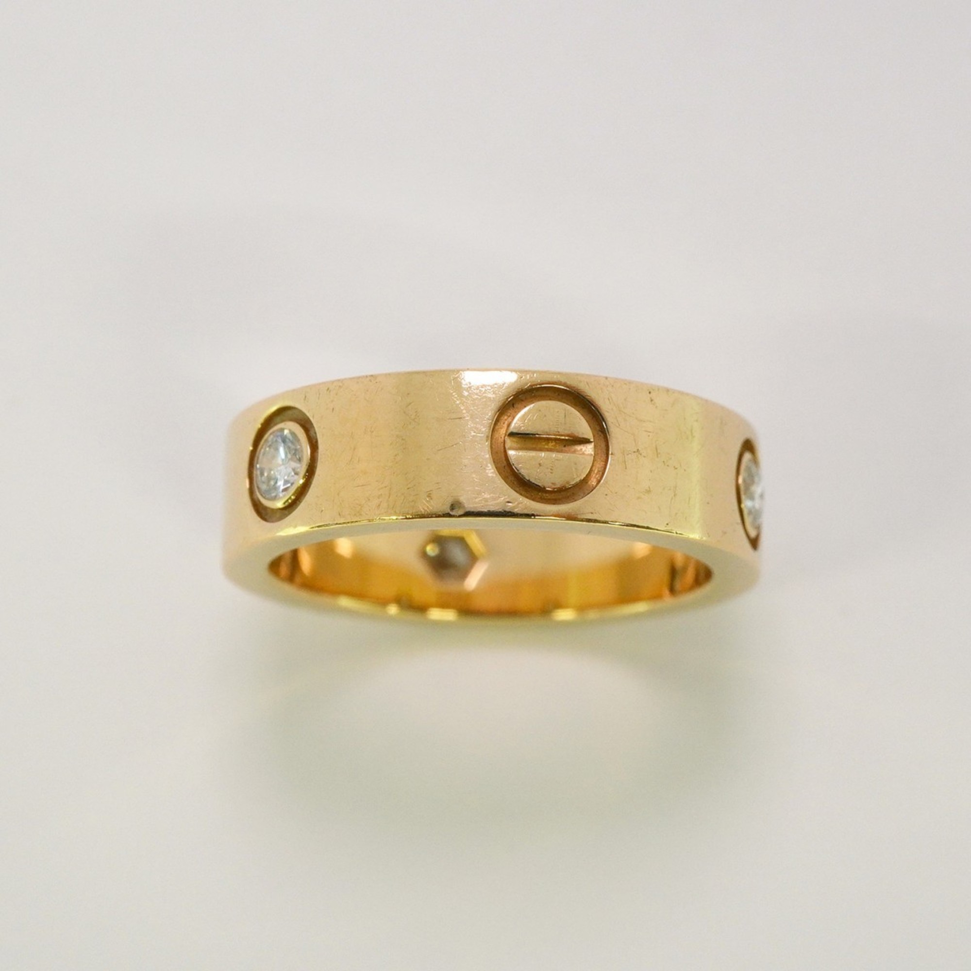 Cartier Ring Love 3PD Diamond K18YG Yellow Gold #52 Ladies