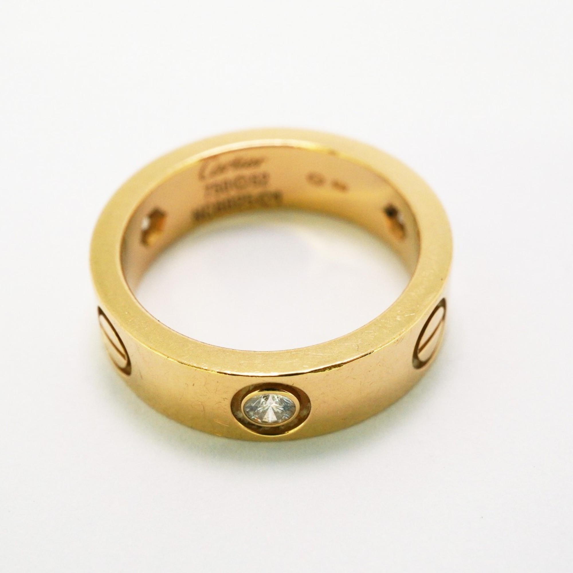 Cartier Ring Love 3PD Diamond K18YG Yellow Gold #52 Ladies