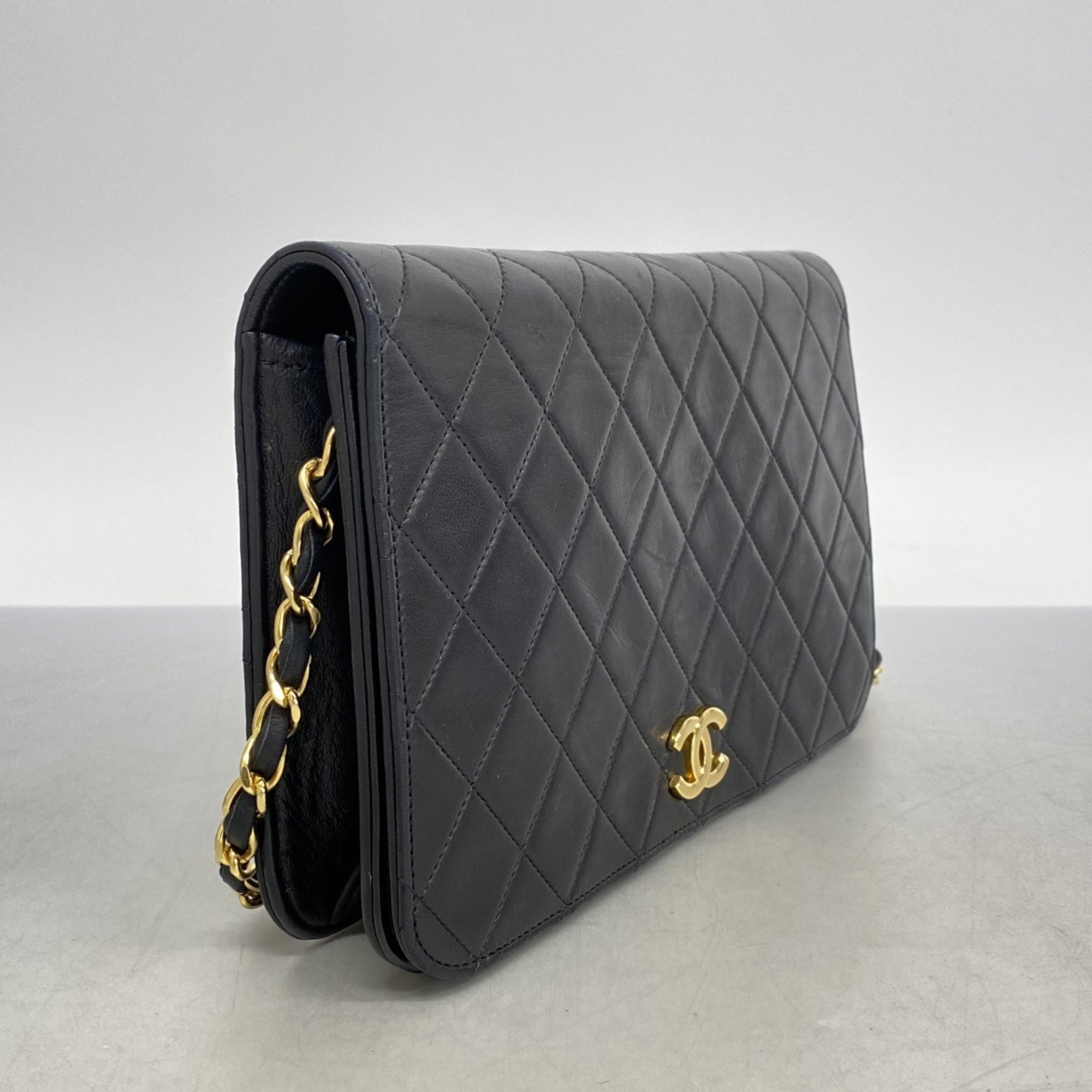 Chanel Shoulder Bag Matelasse Lambskin Black Women's