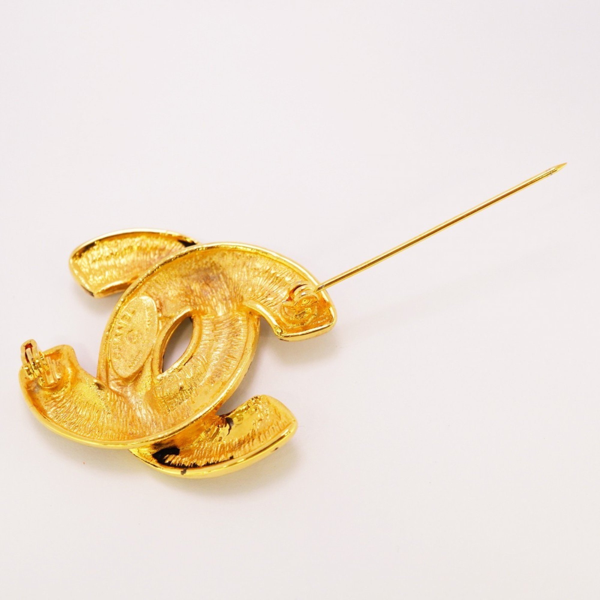 Chanel Brooch Coco Mark Matelasse GP Plated Gold Ladies