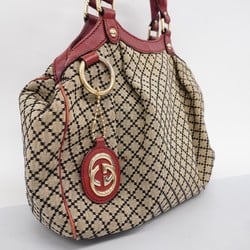 Gucci Tote Bag Diamante 211944 Canvas Beige Red Women's