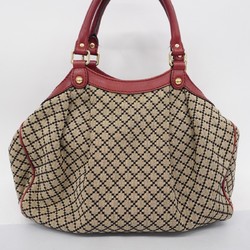 Gucci Tote Bag Diamante 211944 Canvas Beige Red Women's