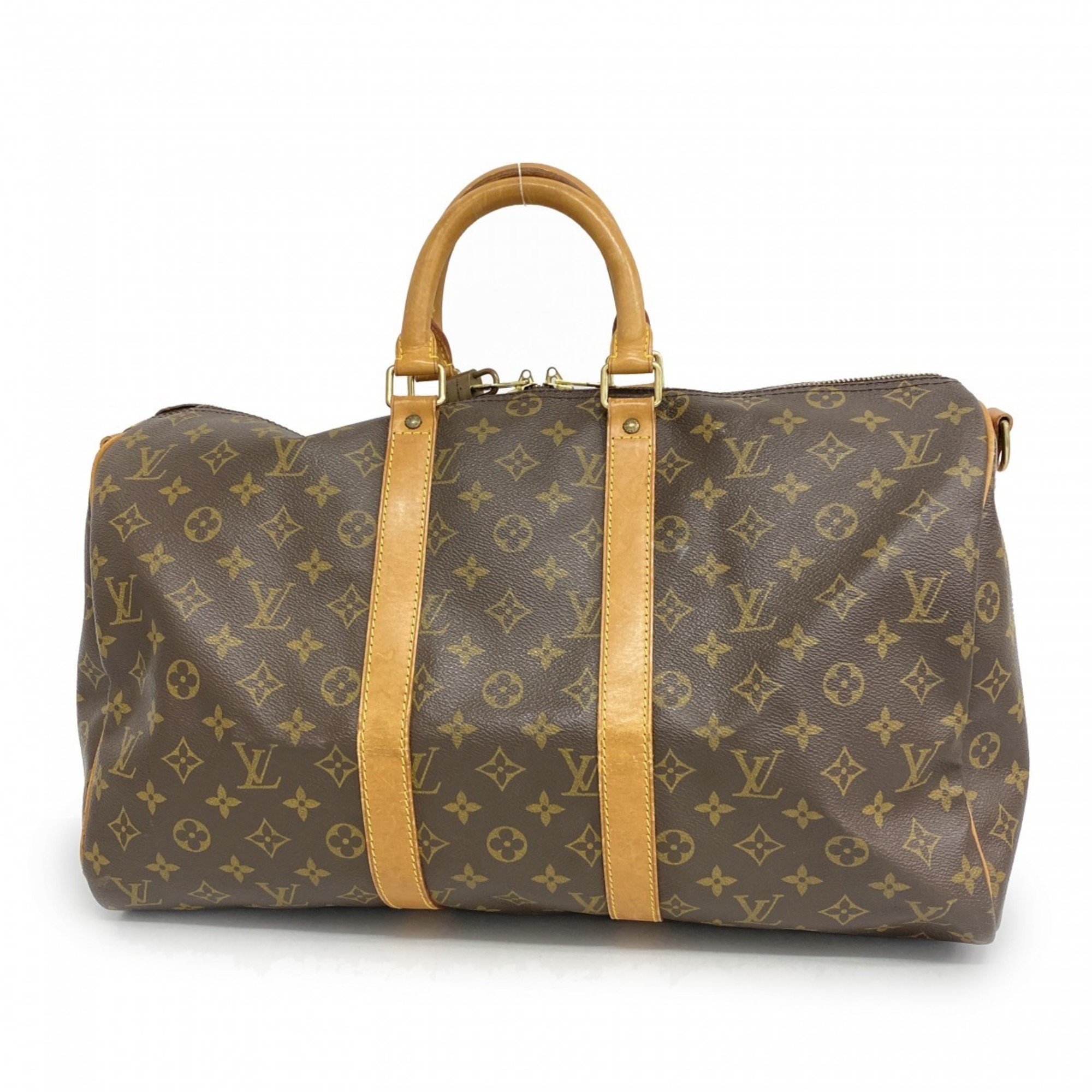 Louis Vuitton Boston Bag Monogram Keepall Bandouliere 45 M41418 Brown Men's Women's