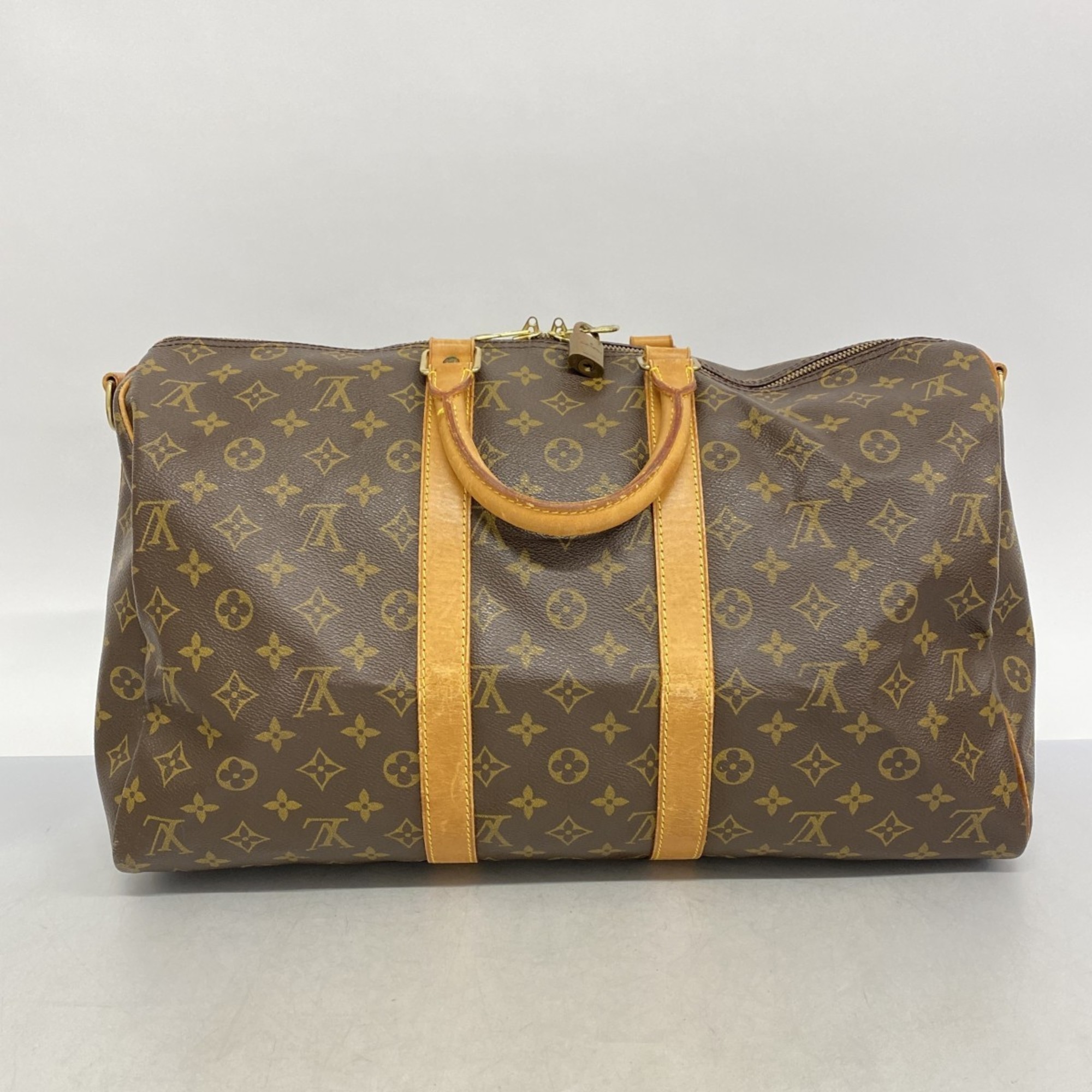 Louis Vuitton Boston Bag Monogram Keepall Bandouliere 45 M41418 Brown Men's Women's