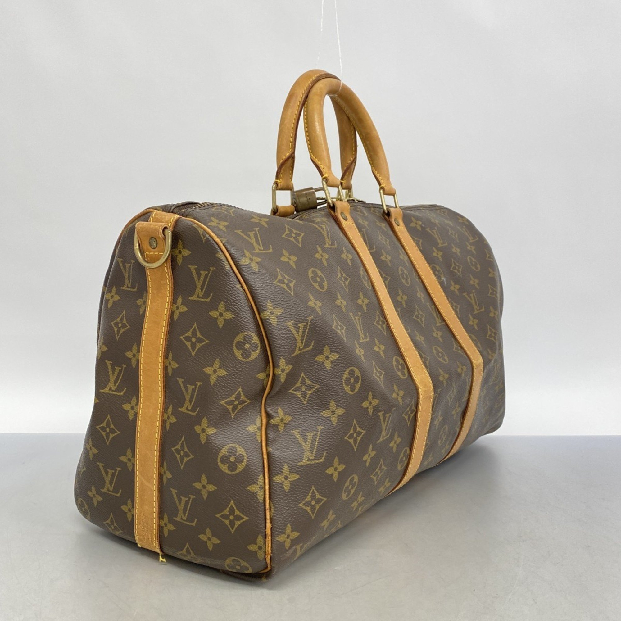 Louis Vuitton Boston Bag Monogram Keepall Bandouliere 45 M41418 Brown Men's Women's