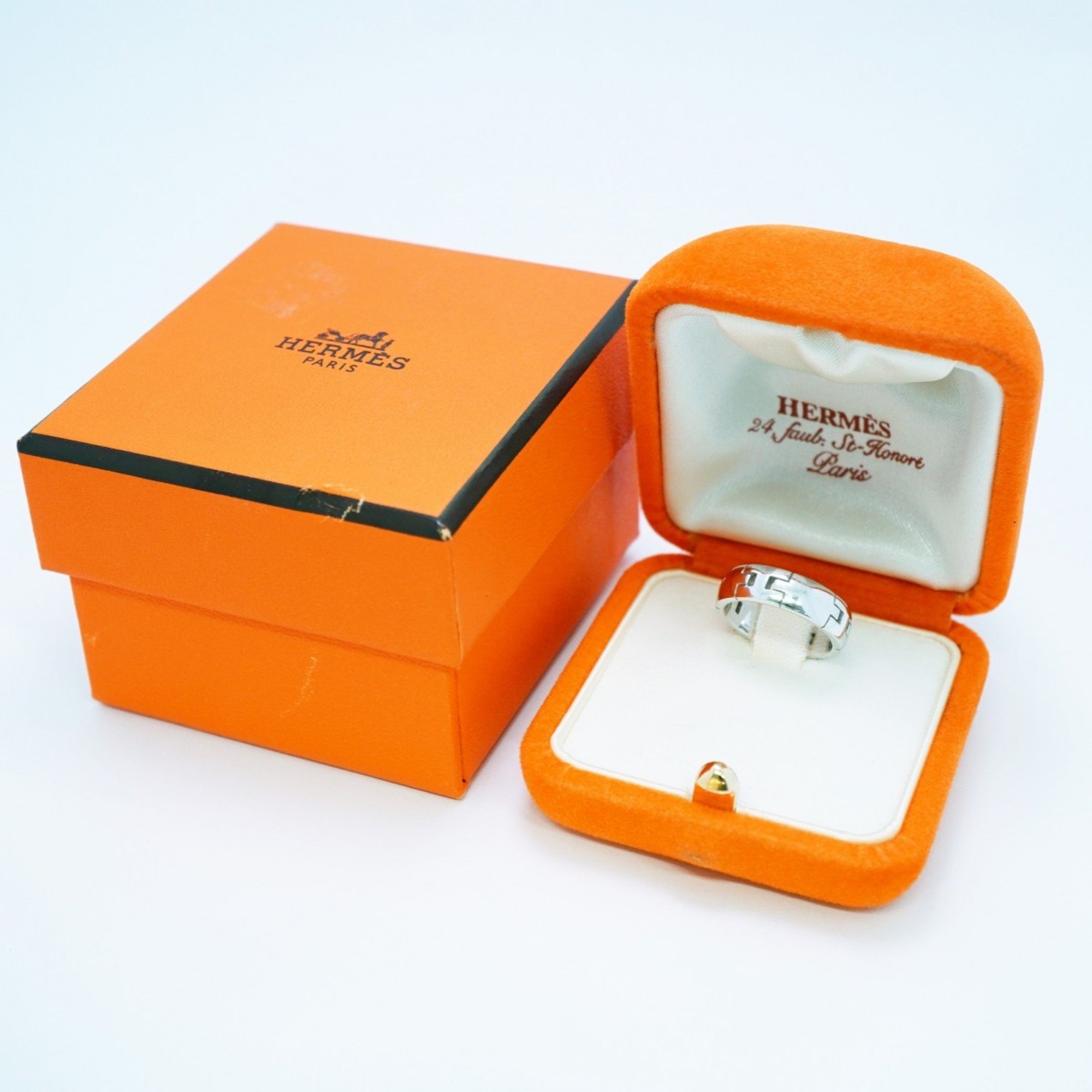 Hermes Ring Hercules K18WG White Gold #48 Ladies