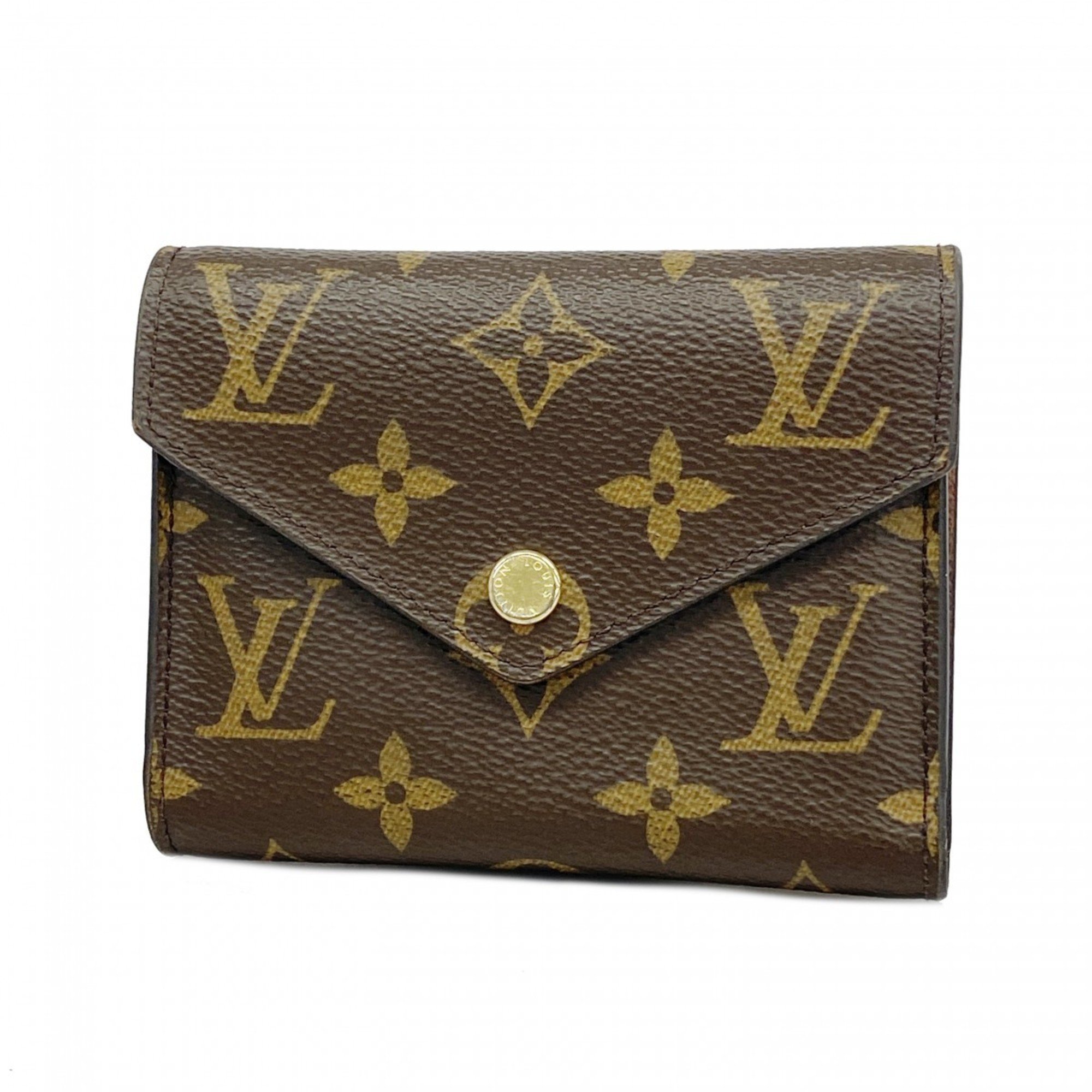 Louis Vuitton Tri-fold Wallet Monogram Portefeuille Victorine M62472 Brown Women's