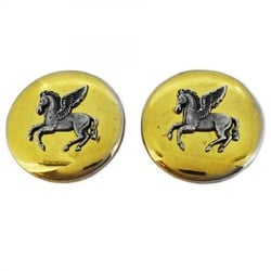 Hermes Earrings Pegasus GP Plated Gold Silver Ladies