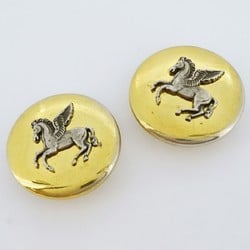 Hermes Earrings Pegasus GP Plated Gold Silver Ladies