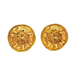 Chanel Cufflinks Circle Horse Motif GP Plated Gold Men's Women's